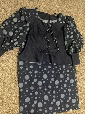 Navy Polka Dot Two-Piece Dress Set